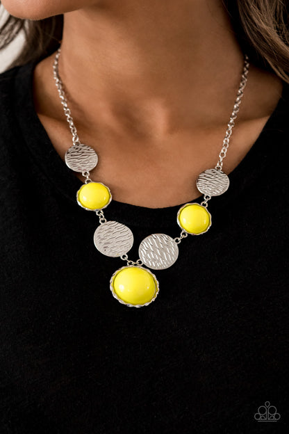 Paparazzi Accessories-Bohemian Bombshell Yellow Necklace Set