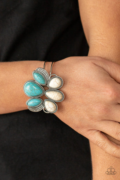 Paparazzi Accessories-Botanical Badlands Teardrop Oval Turquoise Bracelet