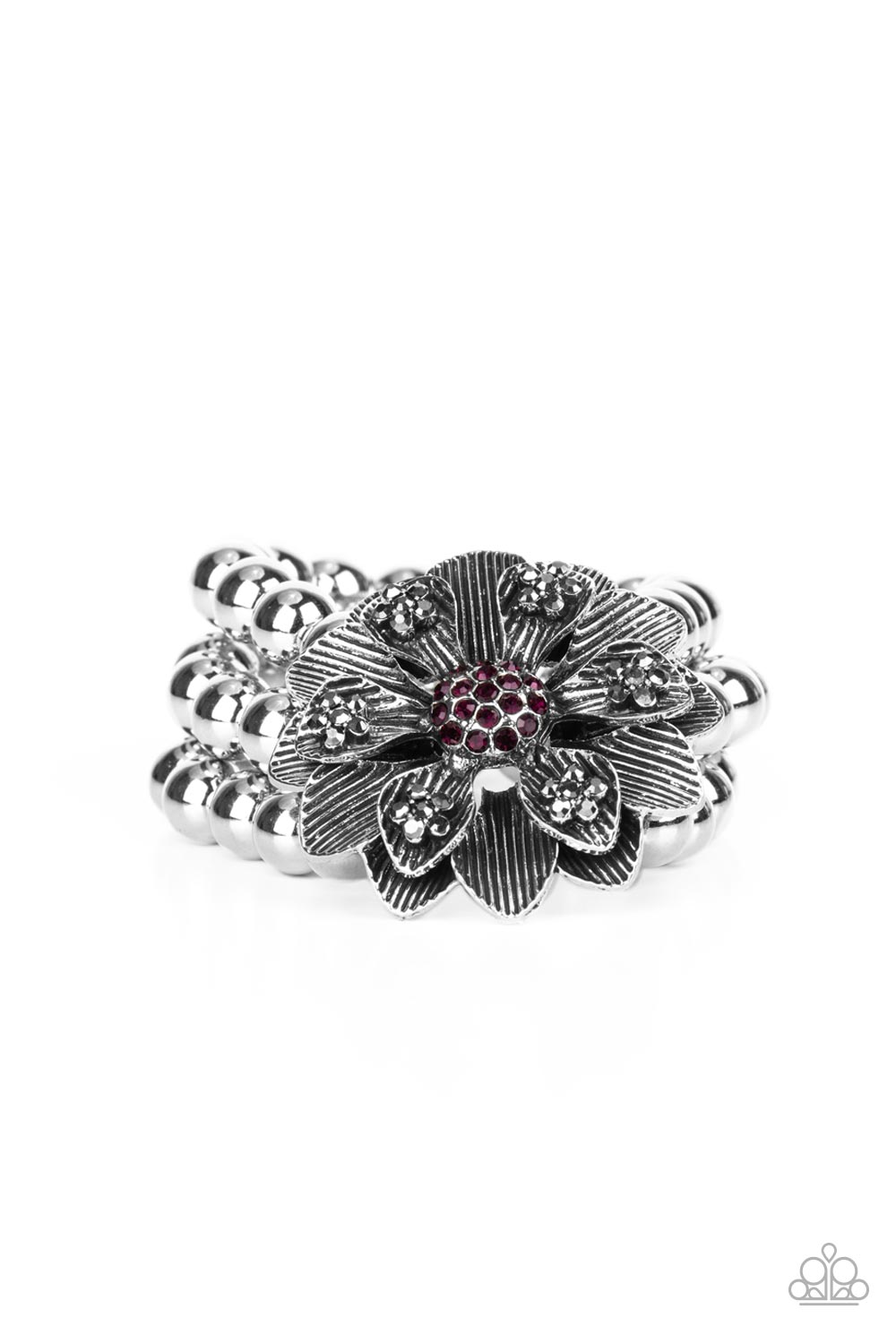 Paparazzi Accessories-Botanical Bravado Purple Oversize Flower Bracelet