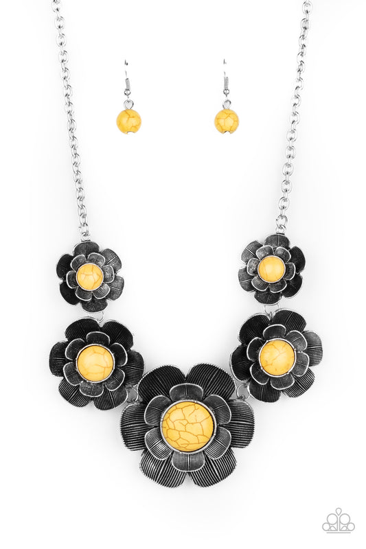 Paparazzi Accessories-Bountiful Badlands Yellow Necklace Set