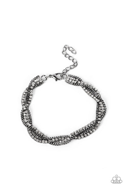 Paparazzi Accessories-Box Office Bling Black Box Glistening Chain Bracelet