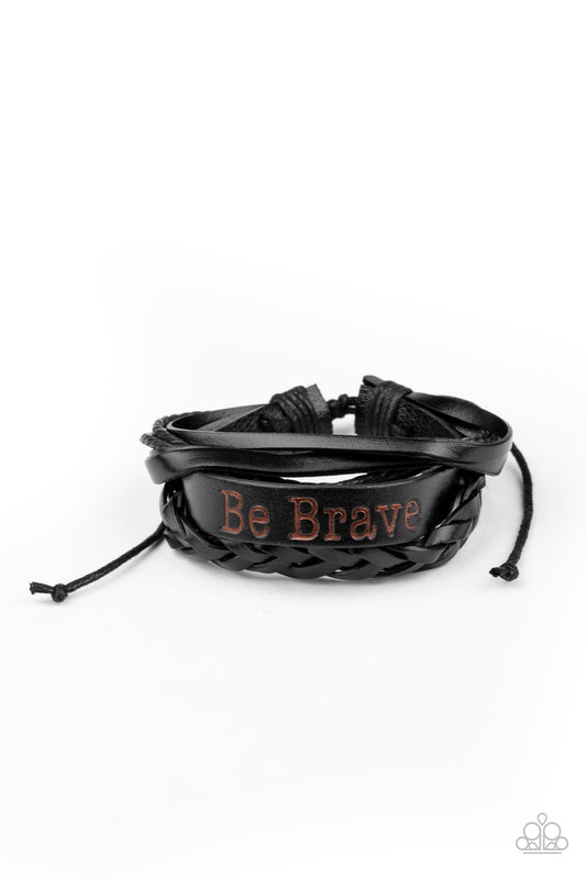 Paparazzi Accessories-Brave Soul Black Leather Bracelet