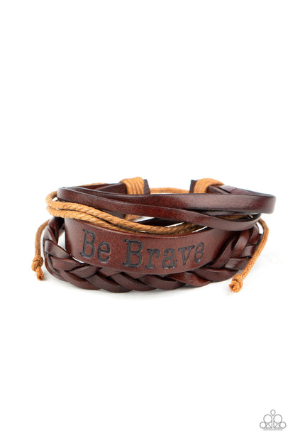 Paparazzi Accessories-Brave Soul Brown Twine "Be Brave" Bracelet