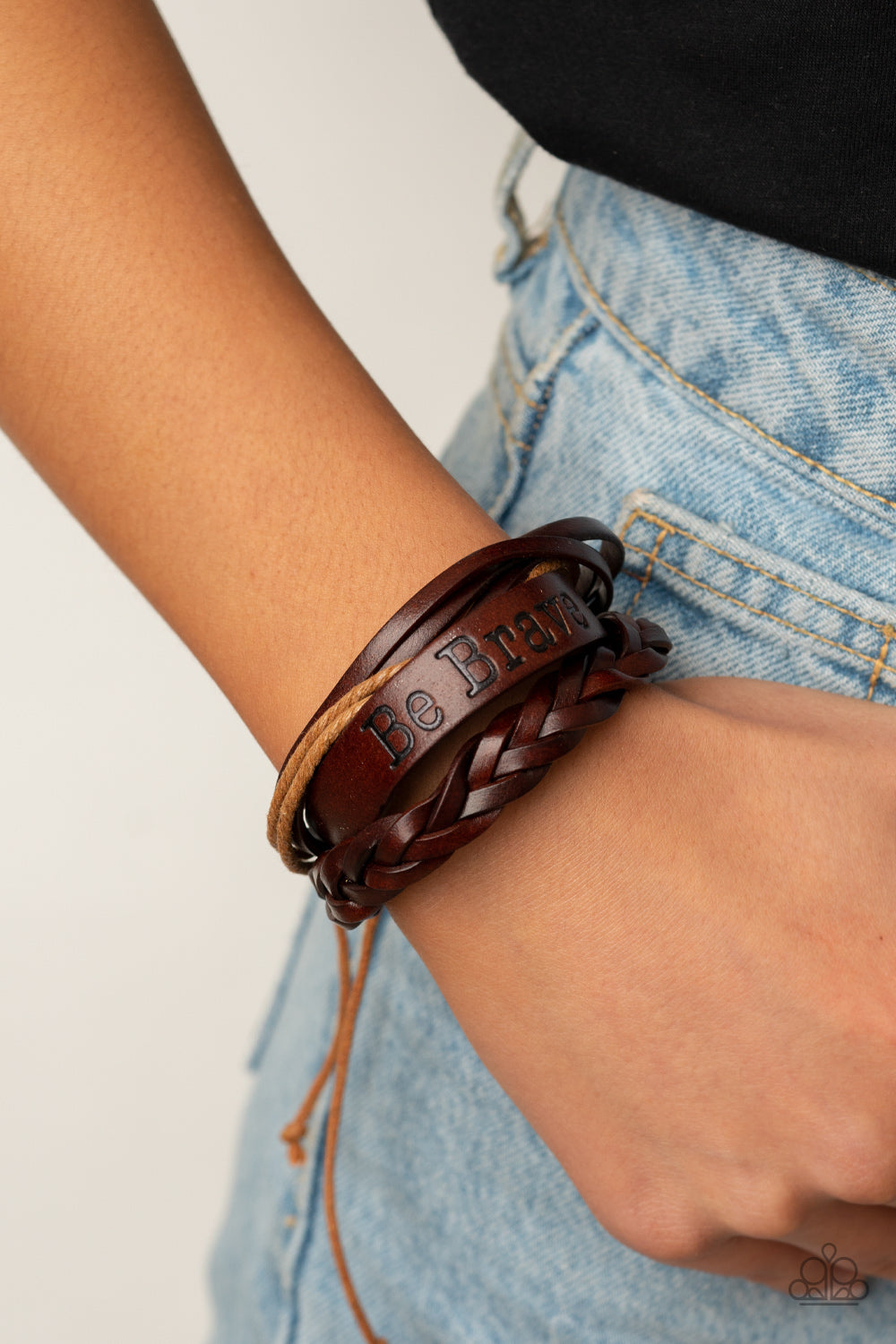 Paparazzi Accessories-Brave Soul Brown Twine "Be Brave" Bracelet