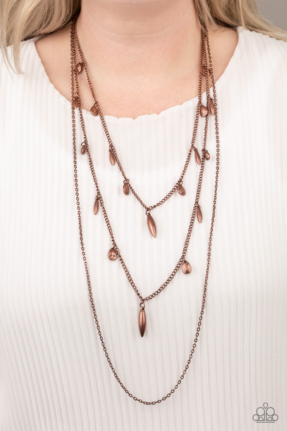 Paparazzi Accessories-Bravo Bravado Copper Teardrop Necklace Set