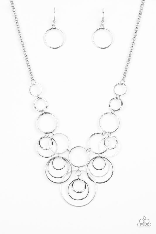 Paparazzi Accessories-Break The Cycle Silver Necklace Set