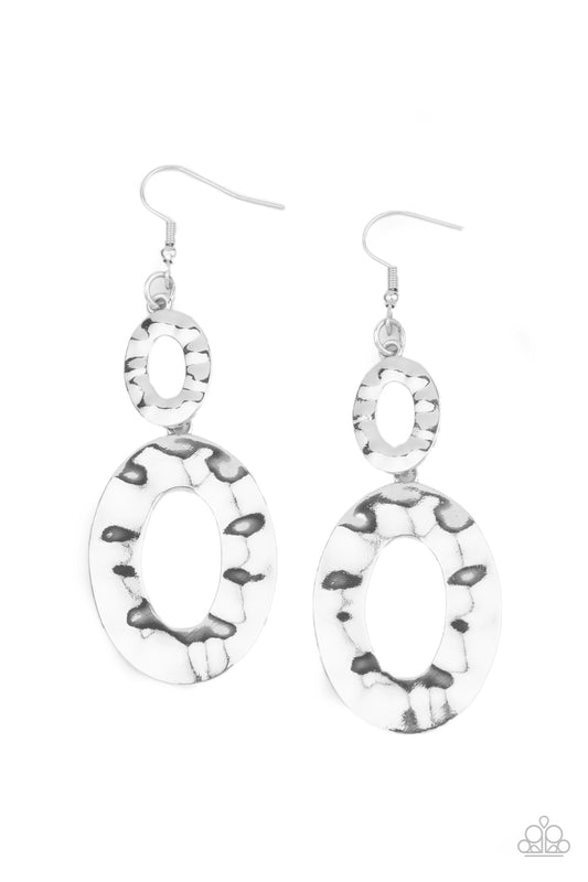 Paparazzi Accessories-Bring On The Basics Silver Oval Earrings