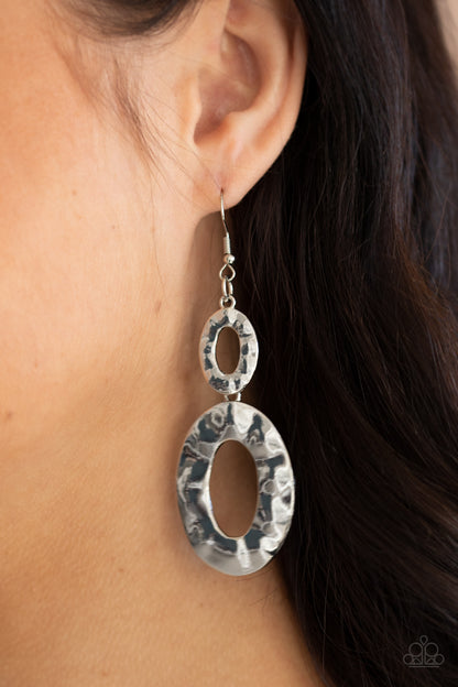 Paparazzi Accessories-Bring On The Basics Silver Oval Earrings