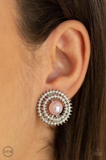 Paparazzi Accessories-Braodway Breakout Pink Earrings