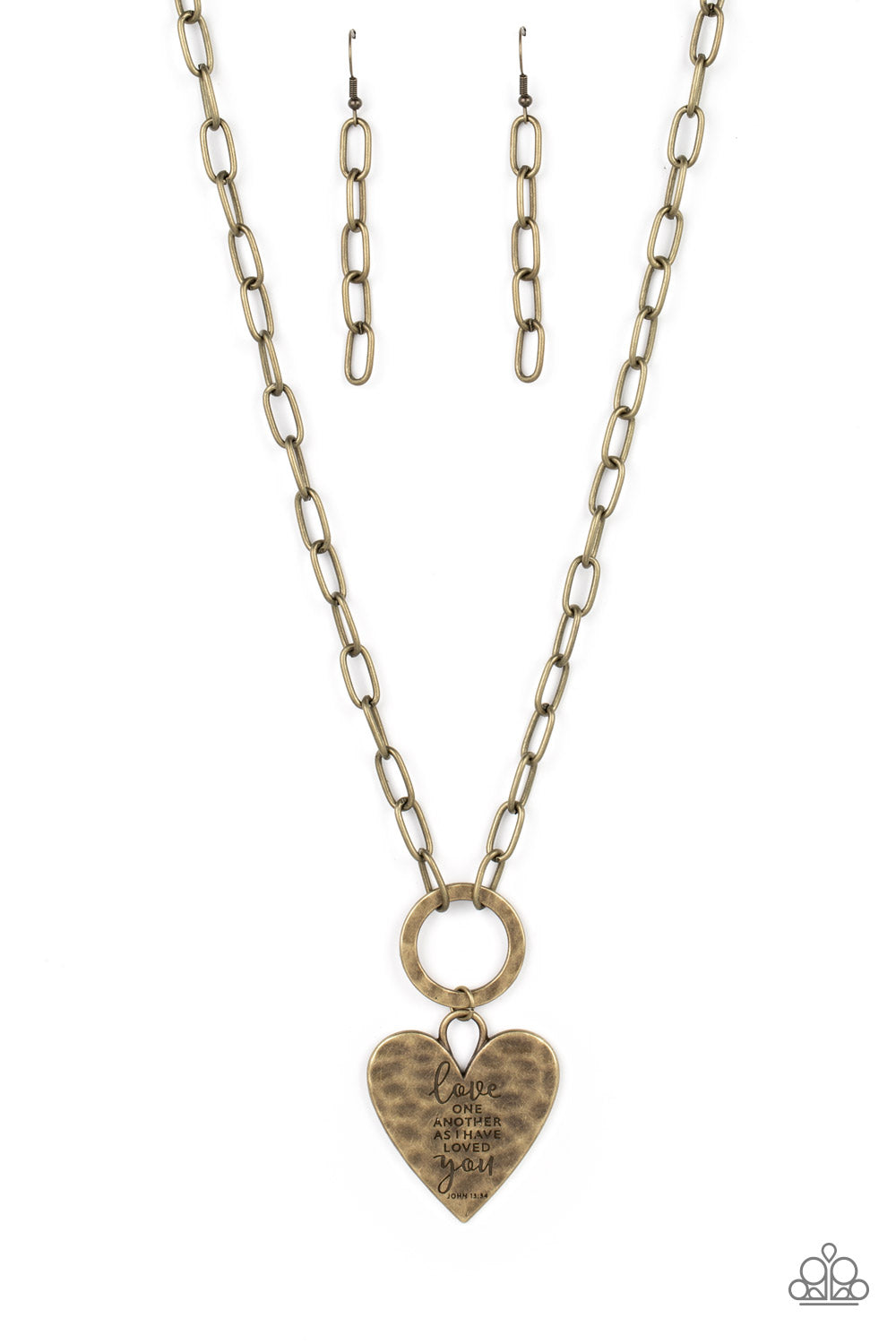 Paparazzi Accessories-Brotherly Love Brass Oval Heart Pendant Necklace Set