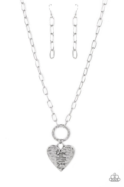 Paparazzi Accessories-Brotherly Love One Another Silver Heart Necklace Set