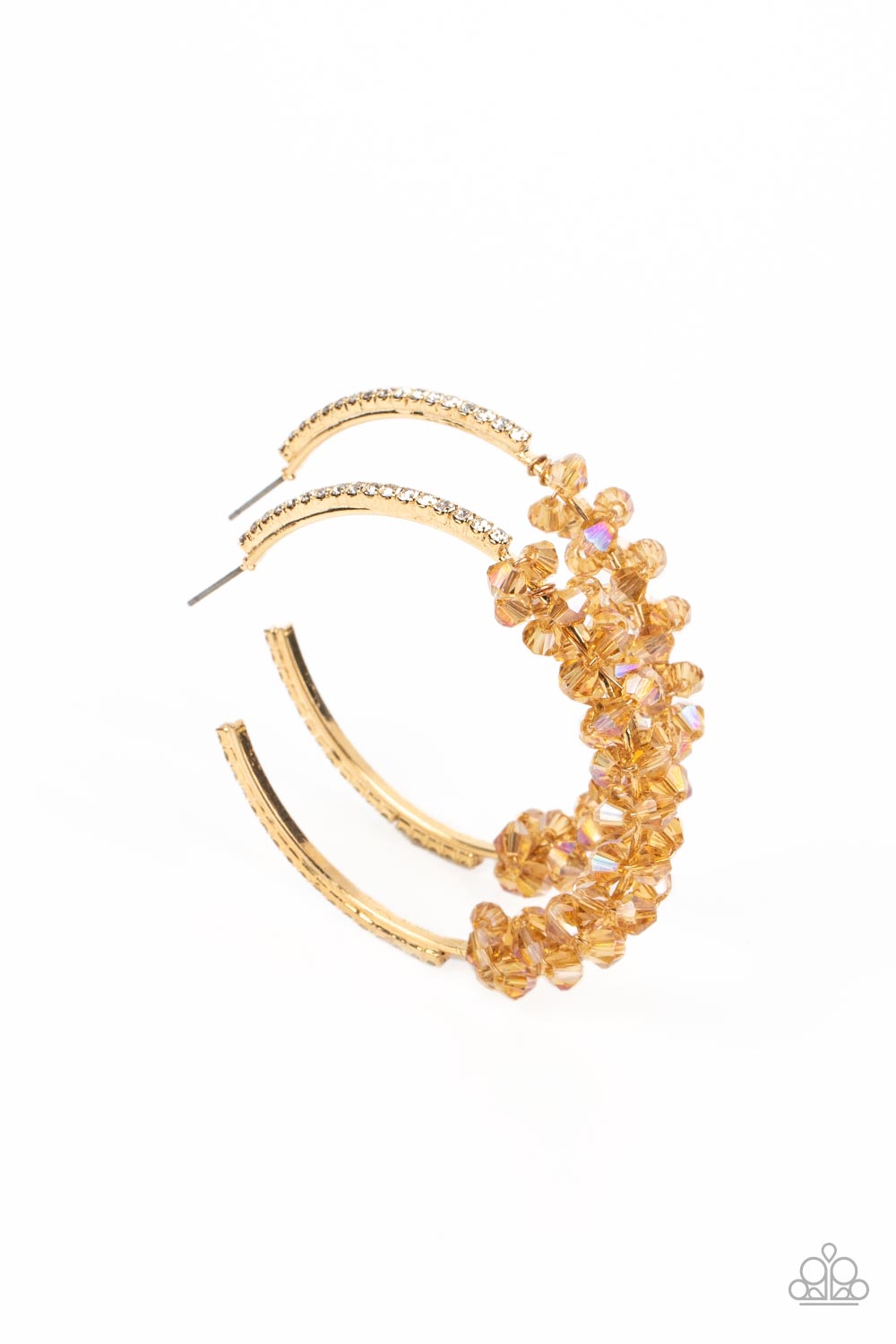 Paparazzi Accessories-Bubble-Bursting Bling Gold Crystal Bead Earrings