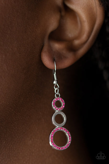 Paparazzi Accessories-Bubble Bustle Pink Earrings