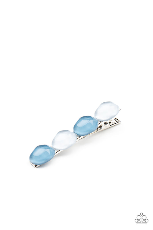 Paparazzi Accessories-Bubbly Reflections French Blue Pebble Bead Hair Clip