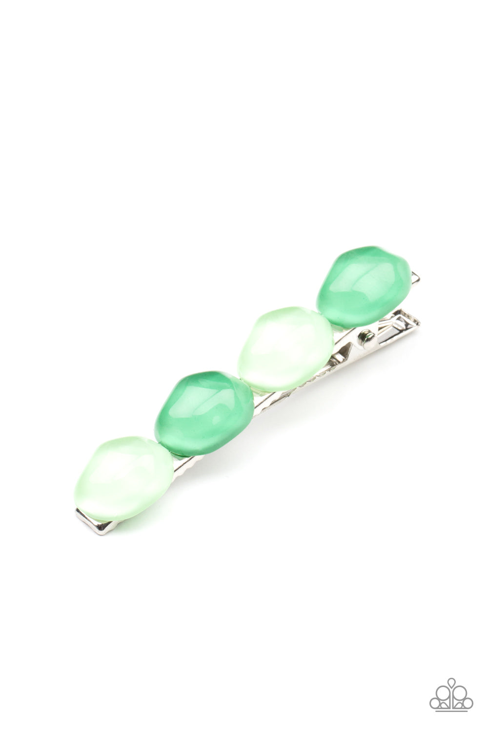 Paparazzi Accessories-Bubbly Reflections Green Pebble Bead Hair Clip