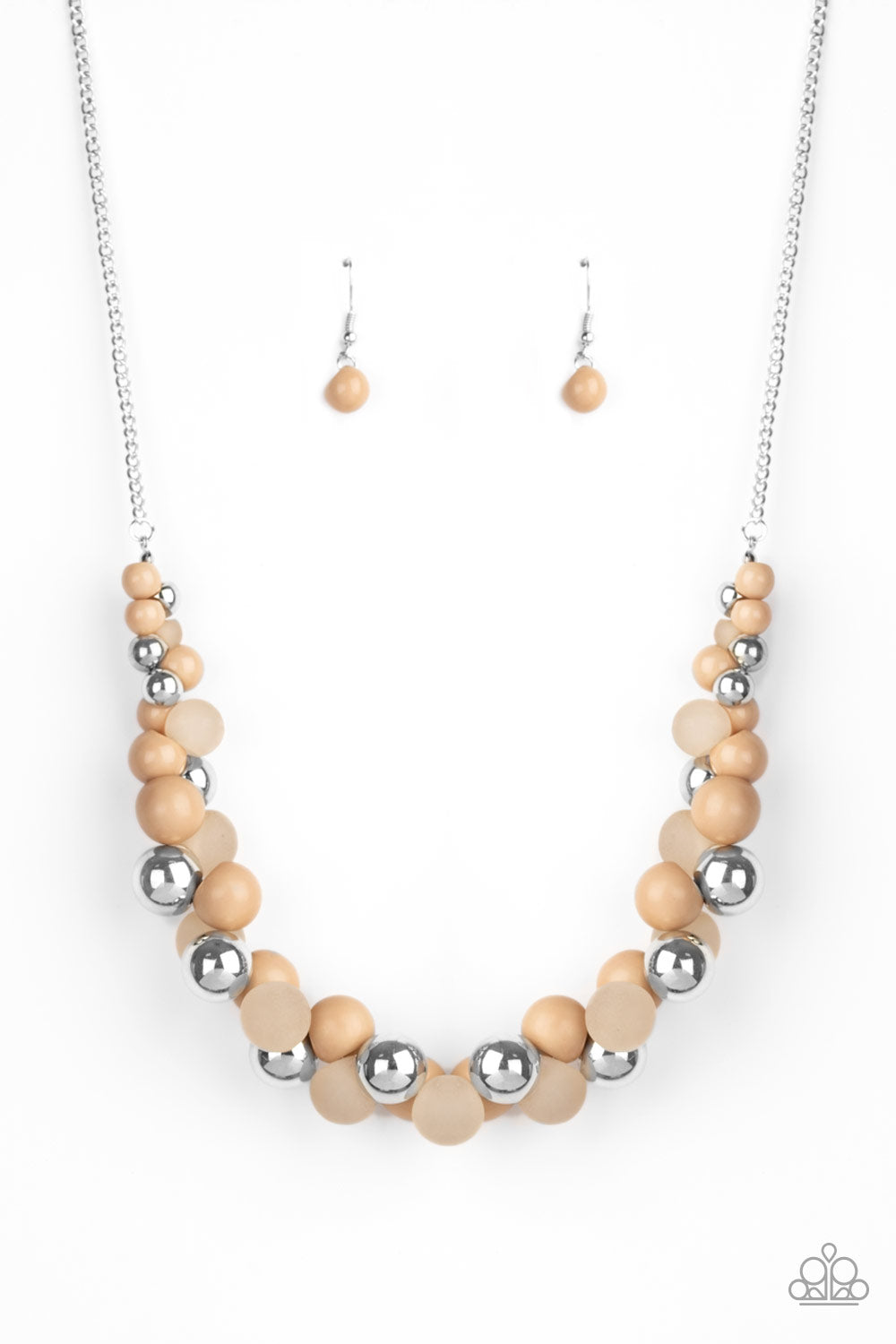 Paparazzi Accessories-Bubbly Brilliance-Beige Necklace Set