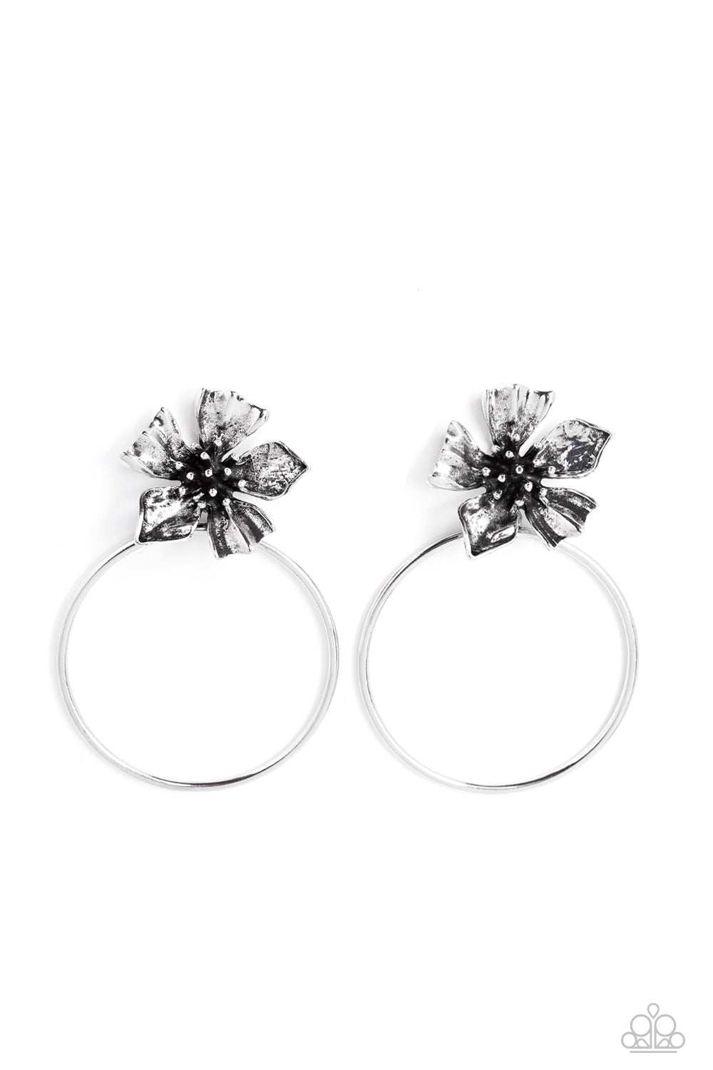 Paparazzi Accessories-Buttercup Bliss Silver Shimmery Hoop Earrings