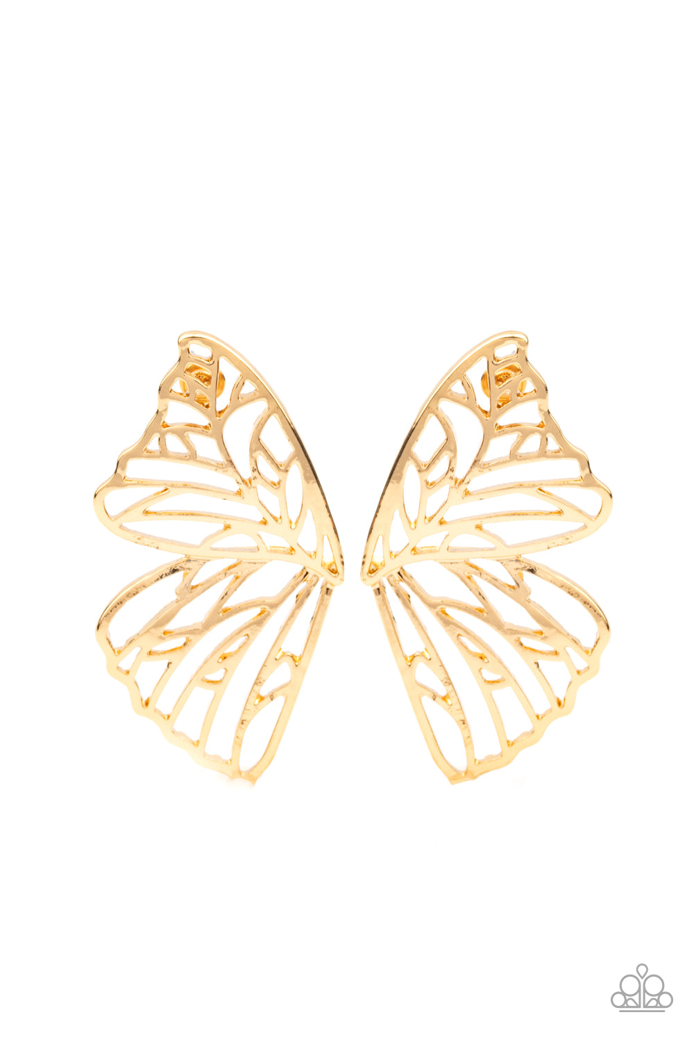 Paparazzi Accessories-Butterfly Frills Gold Scalloped  Earrings