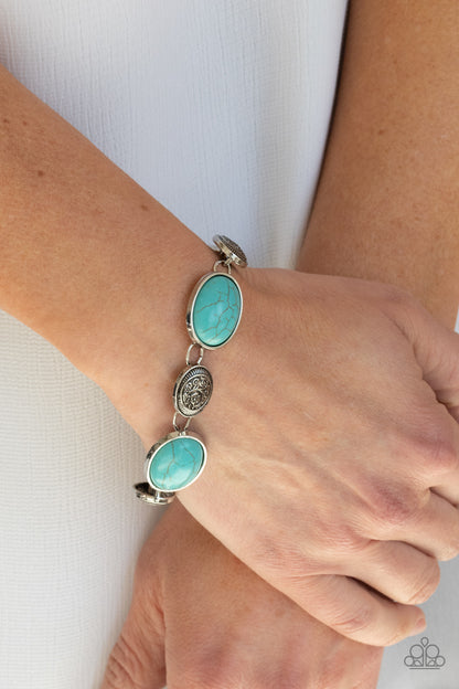 Paparazzi Accessories-Cactus Country Turquoise Stone Bracelet