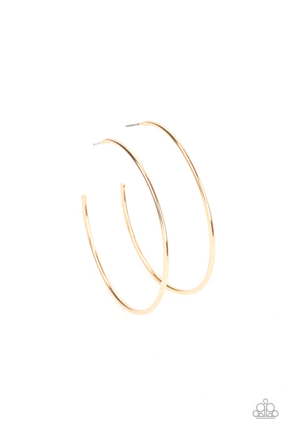 Paparazzi Accessories-Can I Get a HOOP HOOP Gold Boldly Hoop Earrings