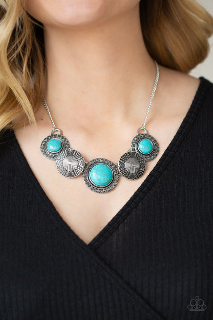Paparazzi Accessories-Canyon Cottage Blue Turquoise Stone Necklace Set