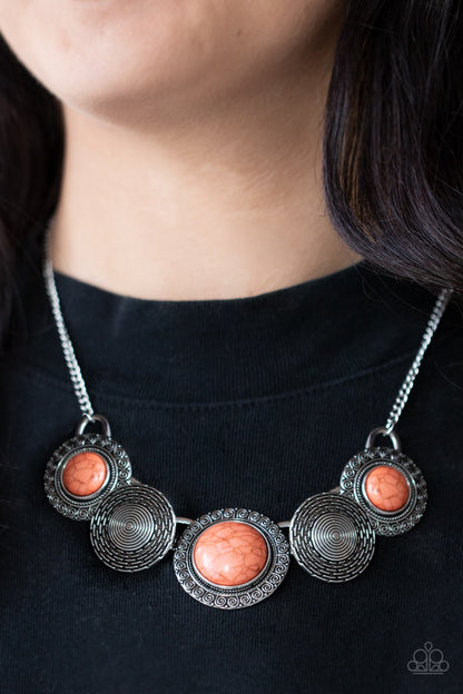 Paparazzi Accessories-Canyon Cottage Orange Swirly Stone Necklace Set
