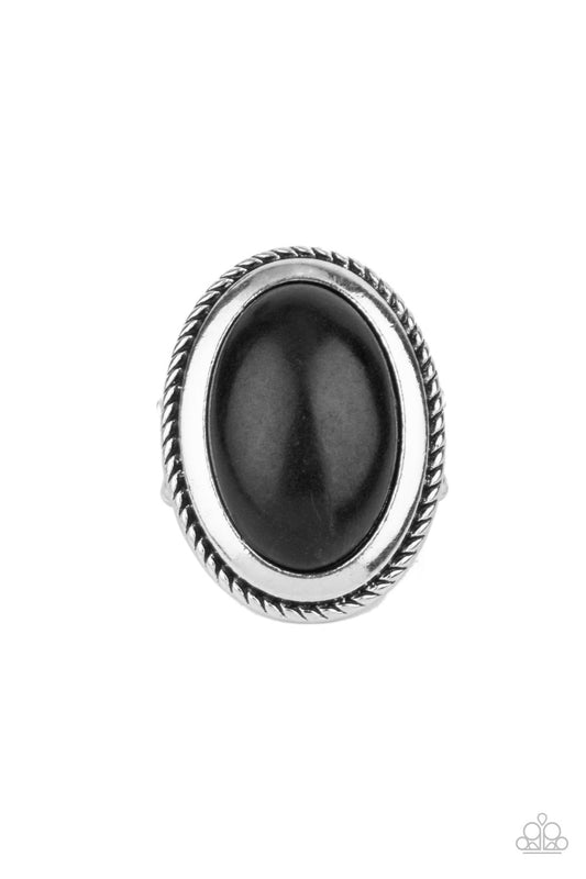 Paparazzi Accessories-Canyon Sanctuary Black Oval Rustic Silver Ring