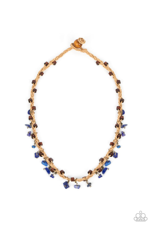 Paparazzi Accessories-Canyon Voyage Blue Lazuli Wooden Accents Necklace Set