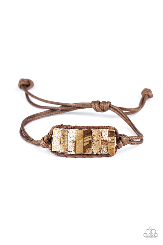 Paparazzi Accessories-Canyon Warrior Brown Stone Bracelet