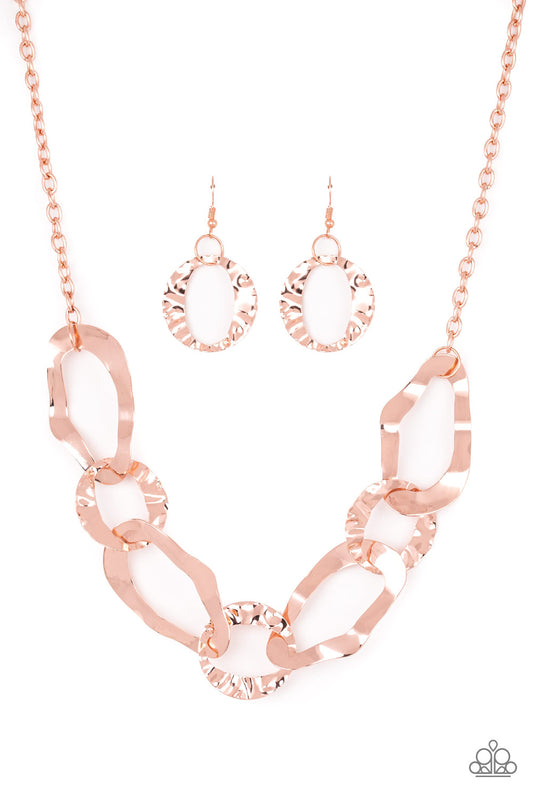 Paparazzi Accessories-Capital Contour Copper Necklace Set