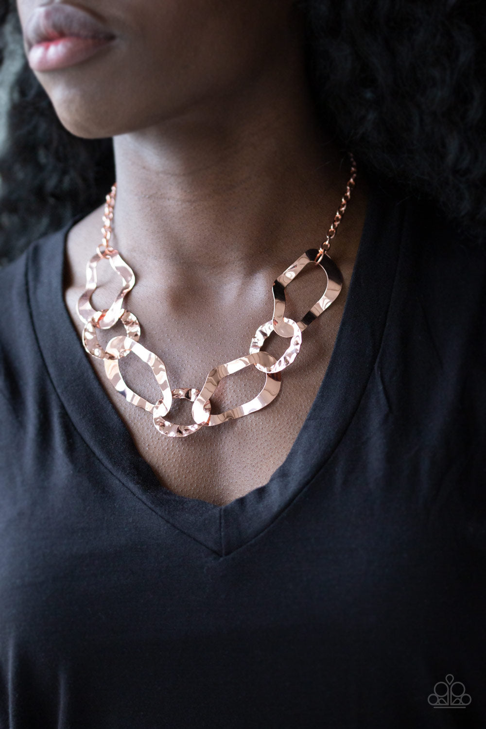 Paparazzi Accessories-Capital Contour Copper Necklace Set