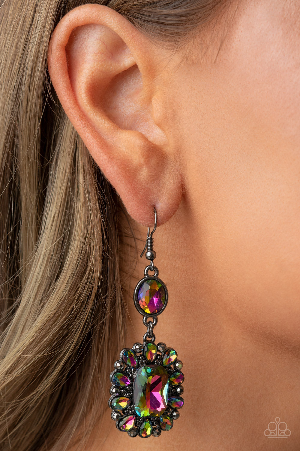 Paparazzi Accessories-Capriciously Cosmopolitan Multi Oil Spill Earrings