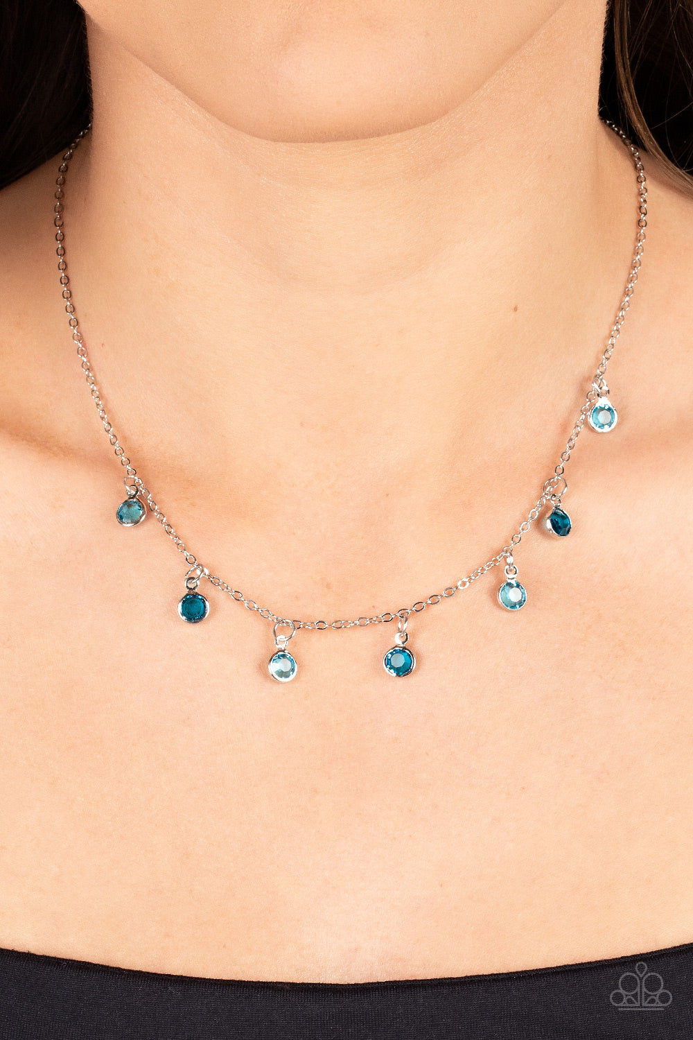 Paparazzi Accessories-Carefree Charmer Blue Dainty Twinkly Necklace Set