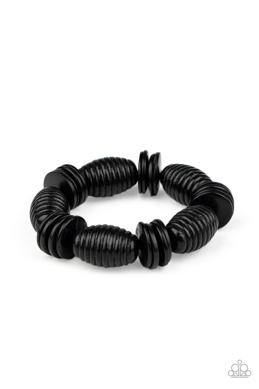 Paparazzi Accessories-Caribbean Castaway Black Wooden Bracelet