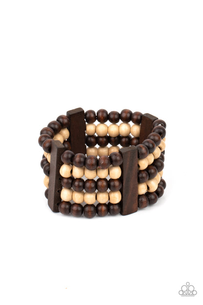 Paparazzi Accessories-Caribbean Catwalk Brown Wooden Bracelet