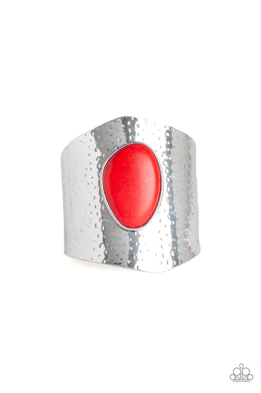 Paparazzi Accessories-Casual Canyoneer Red Shimmery Cuff Bracelet