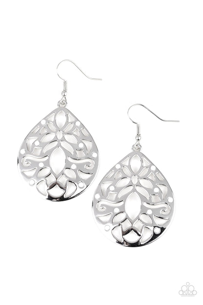 Paparazzi Accessories-Casually Coachella White Earrings