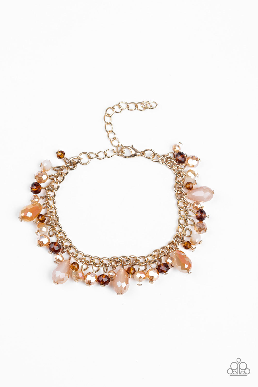 Paparazzi Accessories-Catwalk Crawl Gold Crystal Bead Bracelet