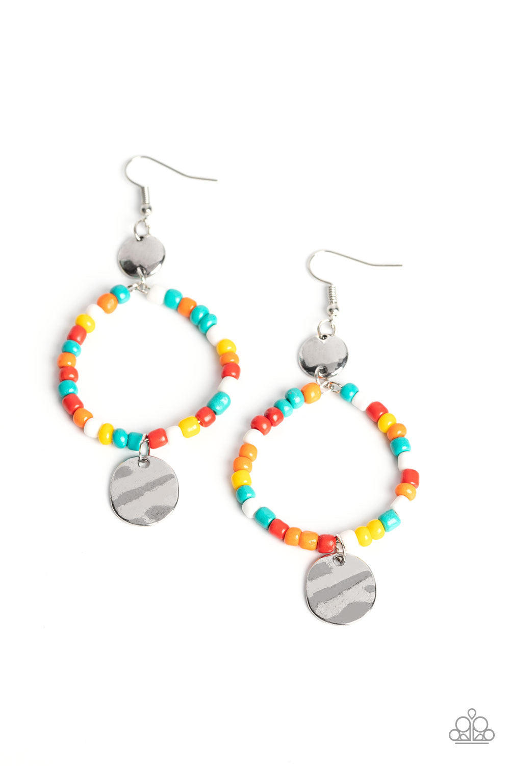 Paparazzi Accessories-Cayman Catch Multi Seed Beads Hoop Earrings