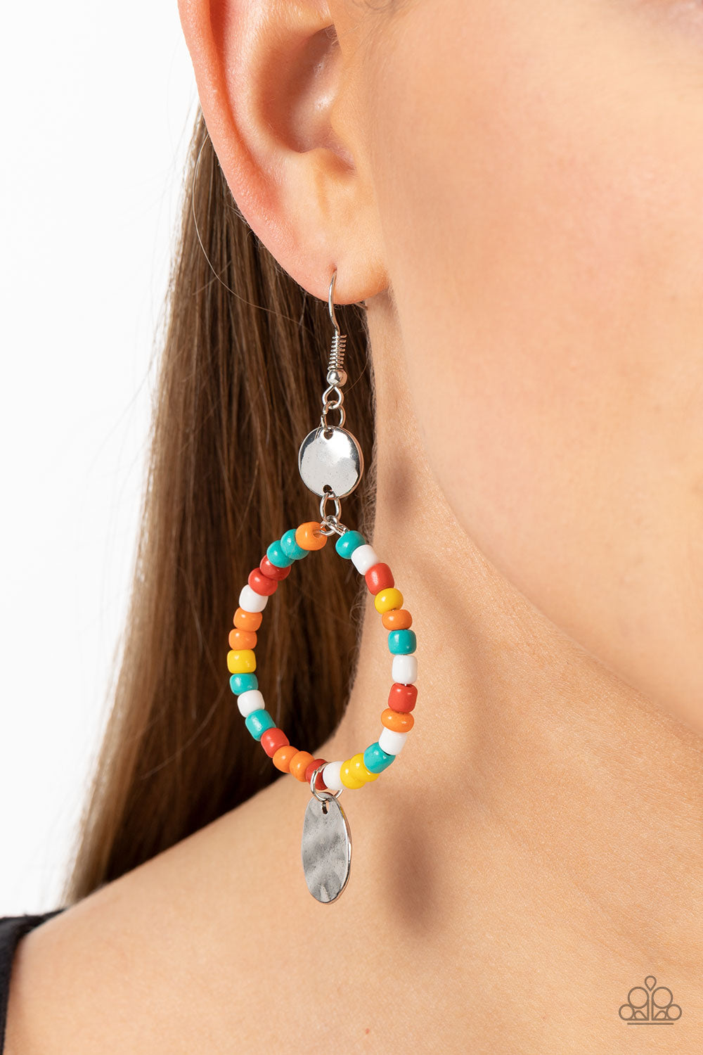 Paparazzi Accessories-Cayman Catch Multi Seed Beads Hoop Earrings