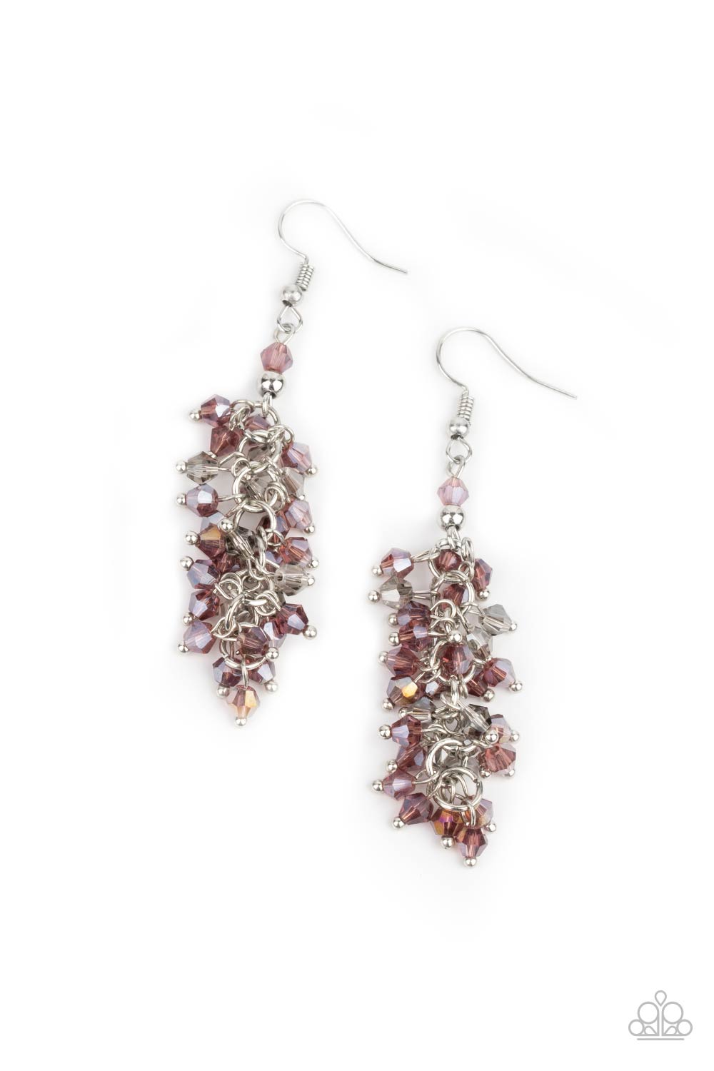 Paparazzi Accessories-Celestial Chandeliers Purple Iridescent Crystal Bead Earrings