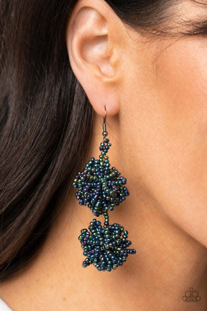 Paparazzi Accessories-Celestial Collision Multi Clustered Oil Spill Bead Earrings