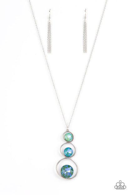 Paparazzi Accessories-Celestial  Courtier Green Trio Opalescent Gem Necklace Set