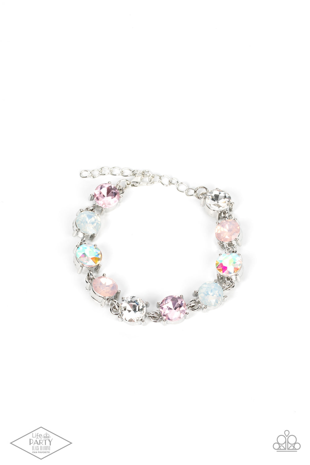 Paparazzi Accessories-Celestial Couture Pink Icy Iridescent Rhinestone Bracelet