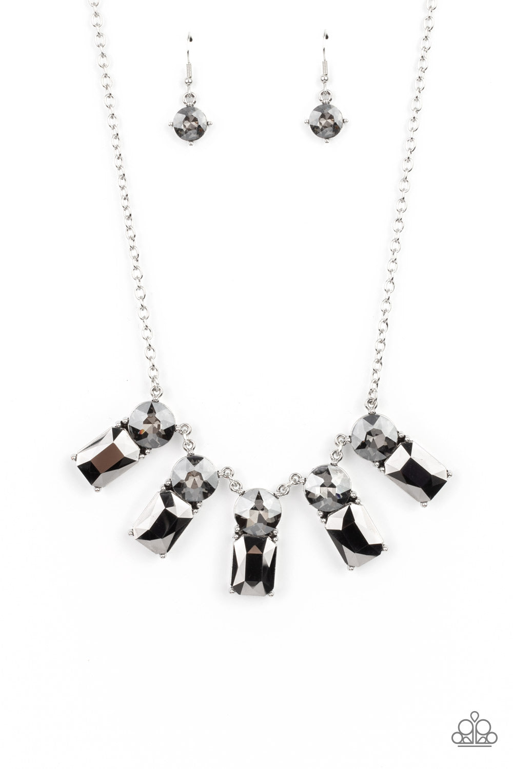 Paparazzi Accessories-Celestial Royal Smoky Emerald Rhinestone Necklace Set