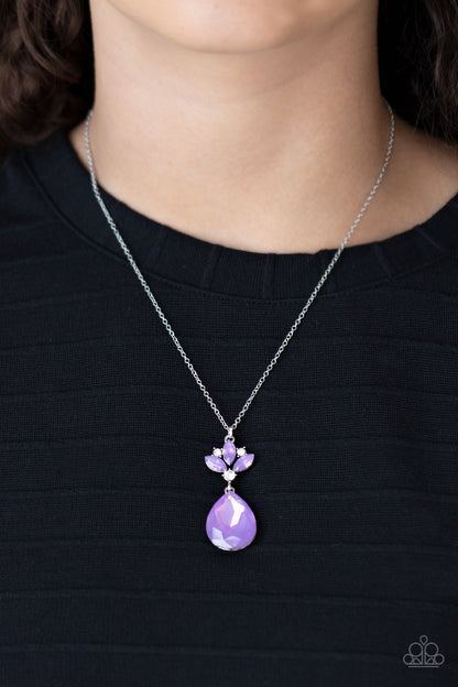 Paparazzi Accessories-Celestial Shimmer Purple Iridescent Orchid Teardrop Necklace Set