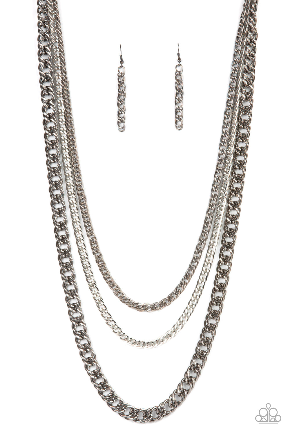 Paparazzi Accessories-Oversized Layered Gunmetal Necklace Chain Set