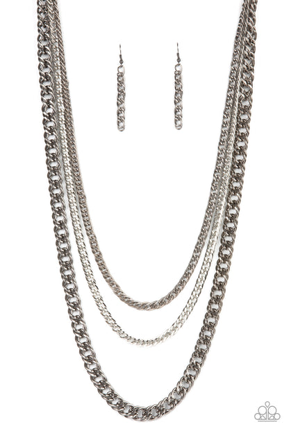 Paparazzi Accessories-Oversized Layered Gunmetal Necklace Chain Set