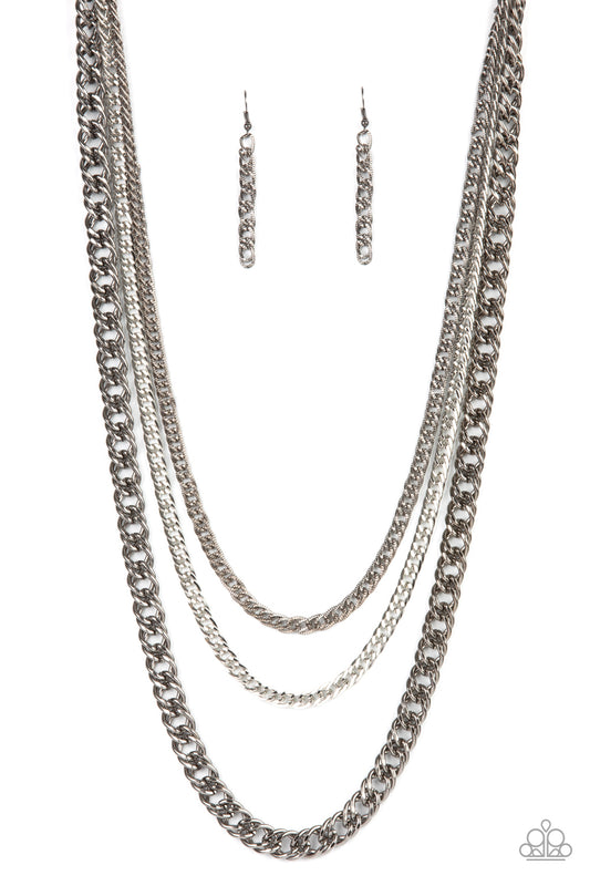 Paparazzi Accessories-Oversized Layered Gunmetal Necklace Chain Set