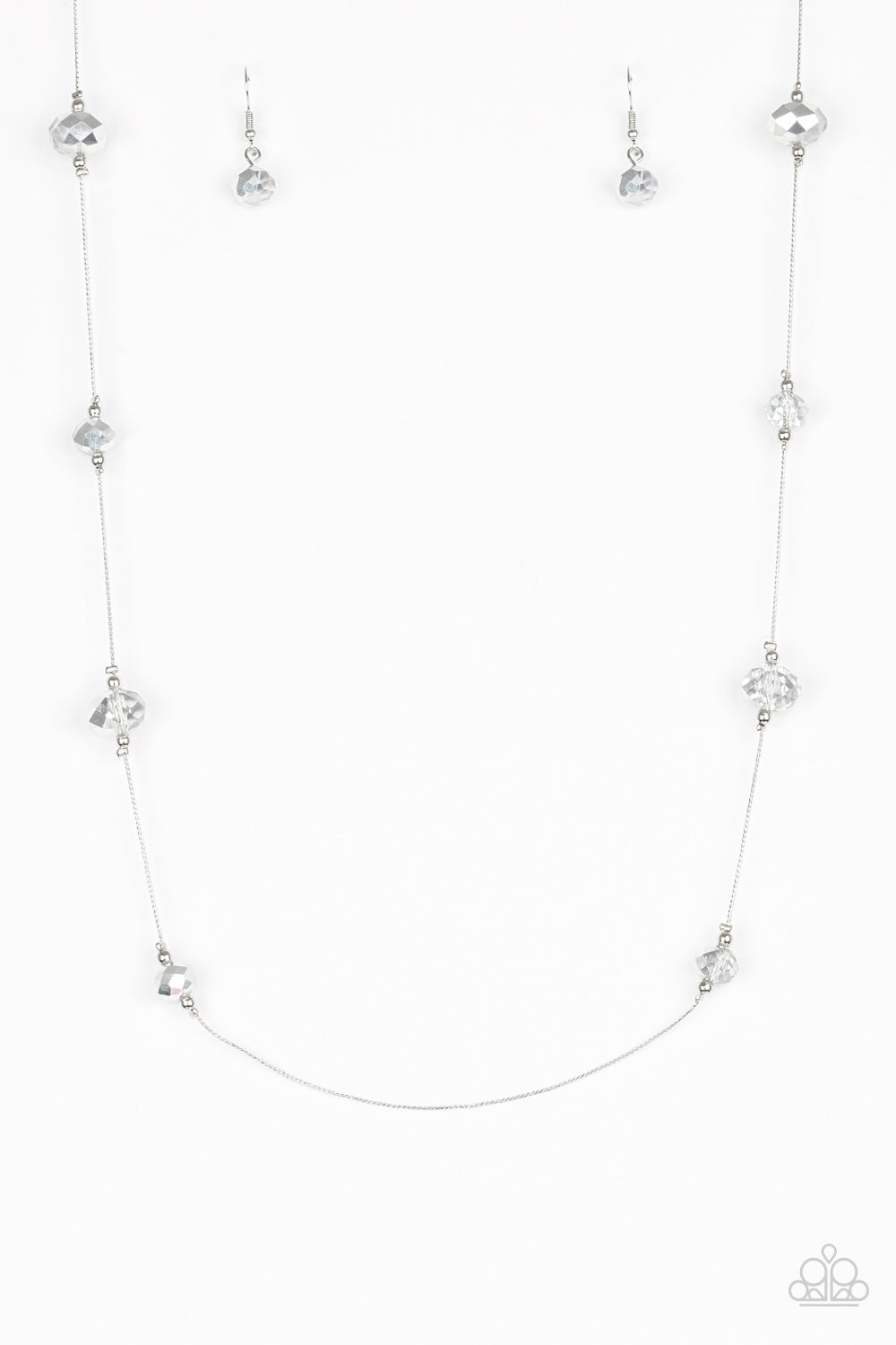 Paparazzi Accessories-Champagne On The Rocks Silver Crystal Bead Necklace Set